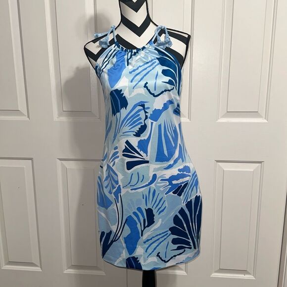 GRETCHEN SCOTT Blue Print Tassle Tie Dress - Picture 1 of 5